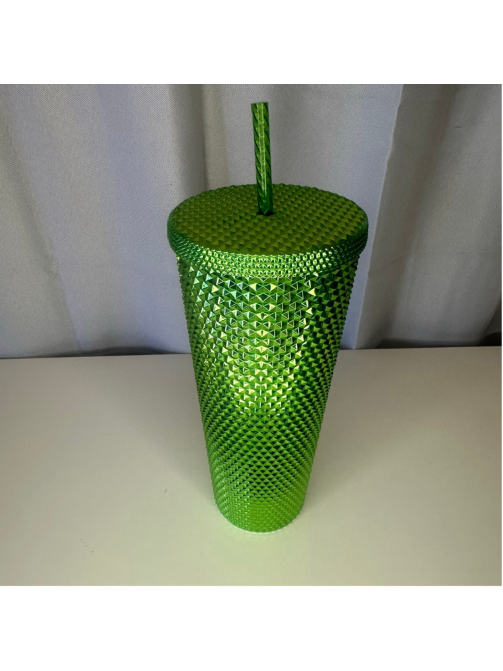 Starbucks Lime Green Studded Tumbler 24 oz Venti Bling Cold Cup with Straw
